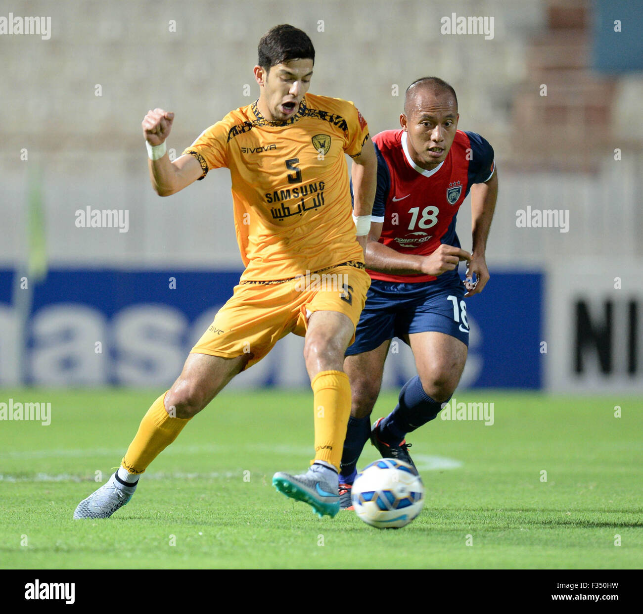 Kuwait City, Kuwait. 29th Sep, 2015. Sultan Alenezi (L) of Kuwait's Al