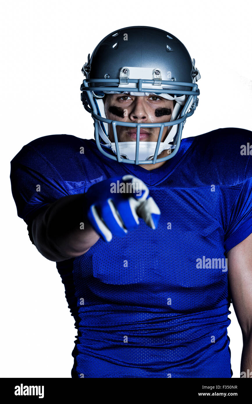 Portrait of American football player pointing Stock Photo Alamy