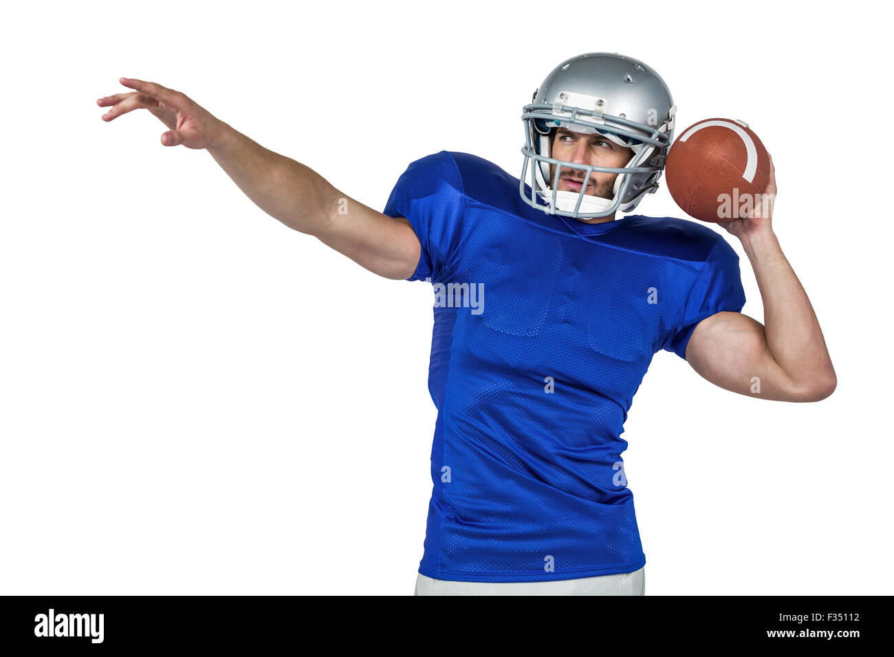 American football player about to throw the ball Stock Photo Alamy