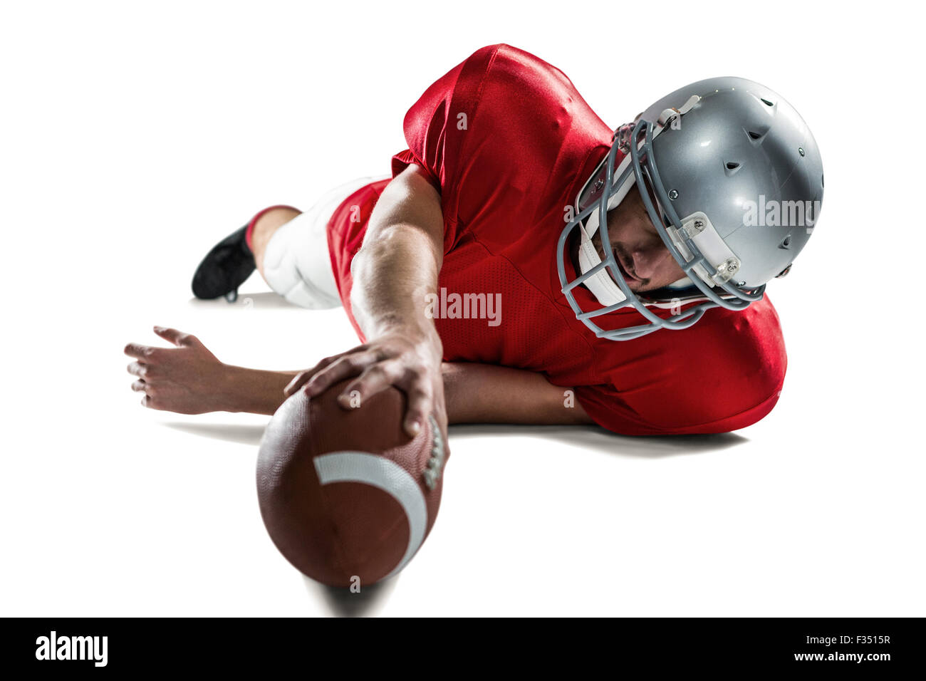 Sports player struggling to catch the ball Stock Photo