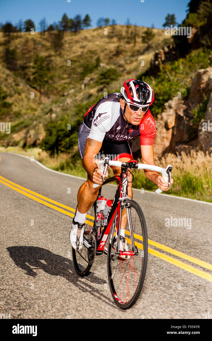 Bike, cyclist, professional athlete, road bike, Rist Canyon, Fort Collins, Stock Photo