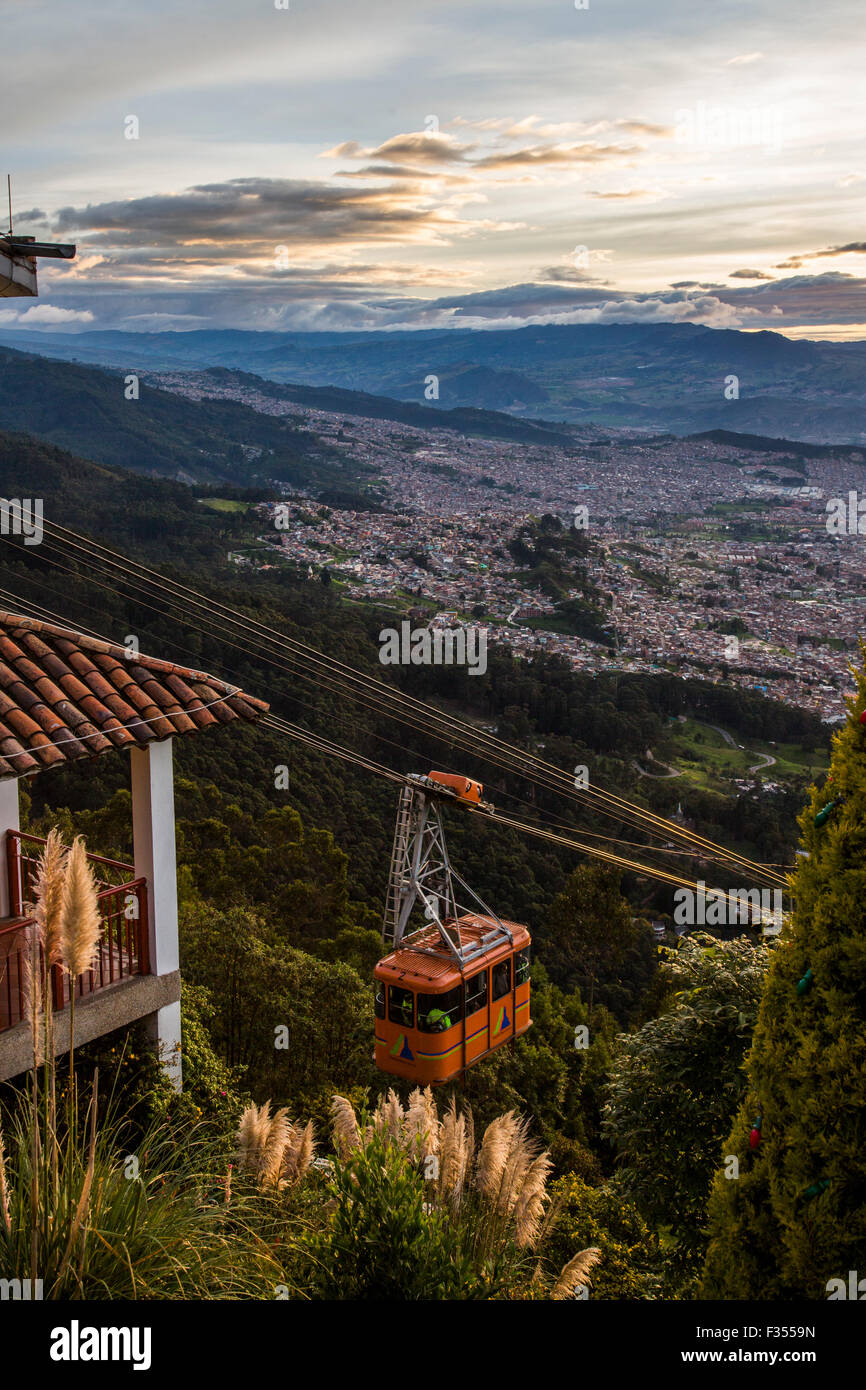 Mount Monserrate which overlooks downtown Bogota, Colombia. Stock Photo