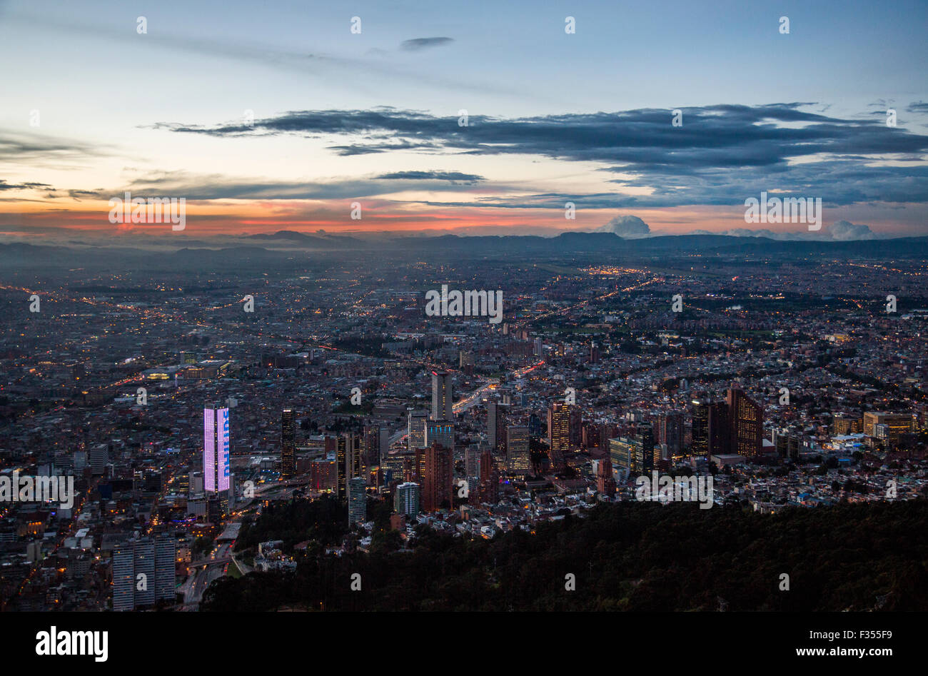 Downtown Bogota, Colombia from Mount Monserrate. Stock Photo