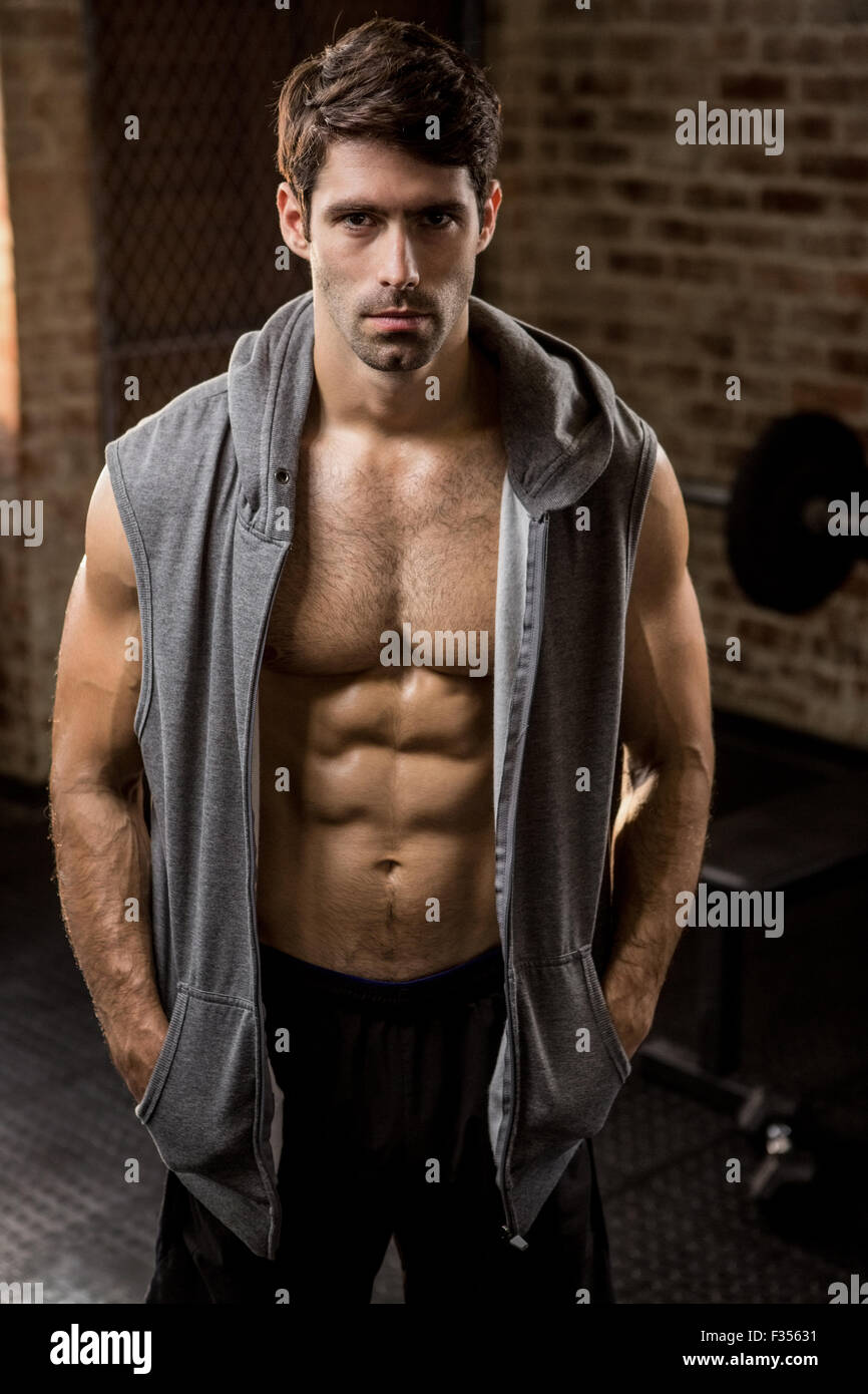 Portrait muscular man in hood hi-res stock photography and images - Alamy