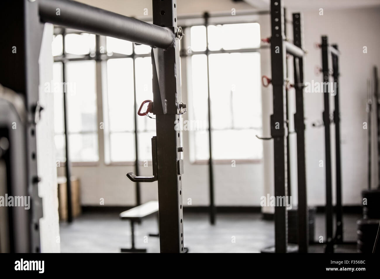 Barbell rack exercise stand Stock Photo Alamy