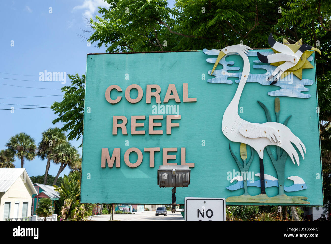 Jensen Beach Florida,Coral Reef Motel,Old style,sign,FL150416039 Stock