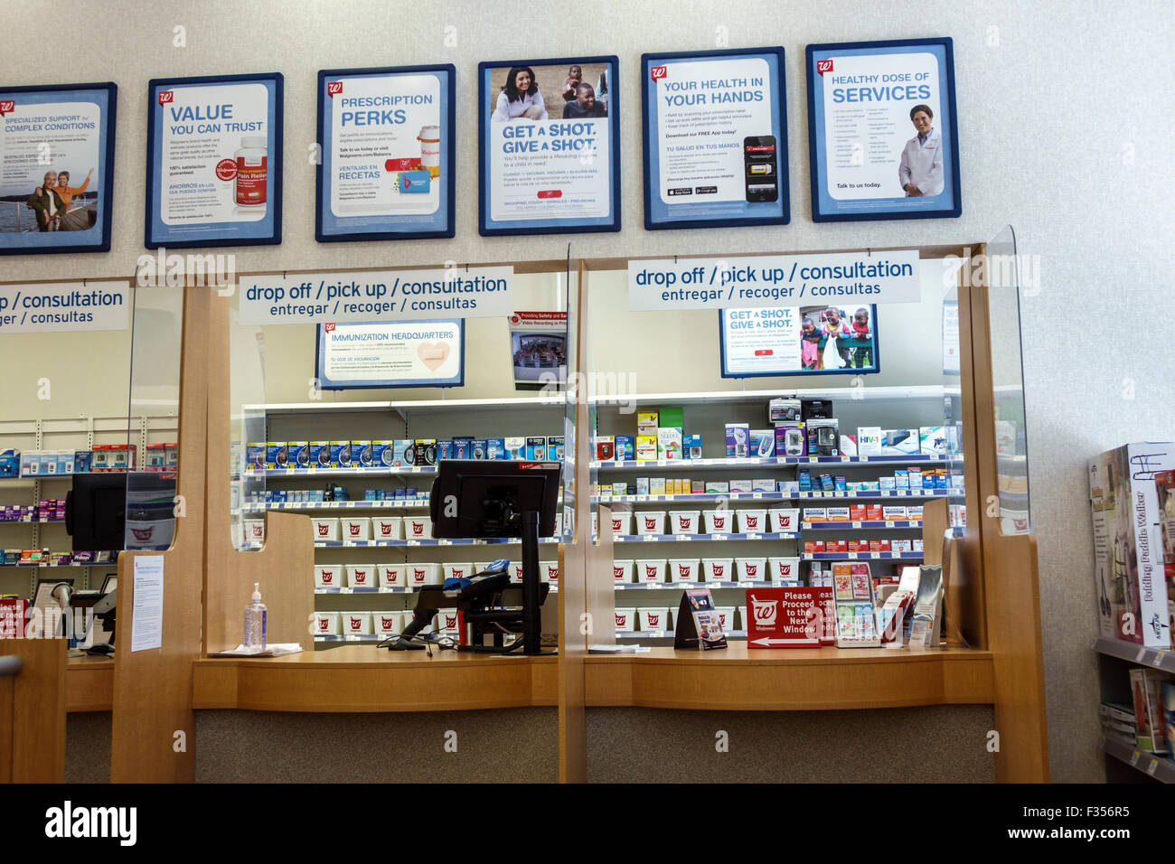 Miami Beach Florida,Walgreens Pharmacy,drugstore,prescription pick up counter,FL150501024 Stock Photo