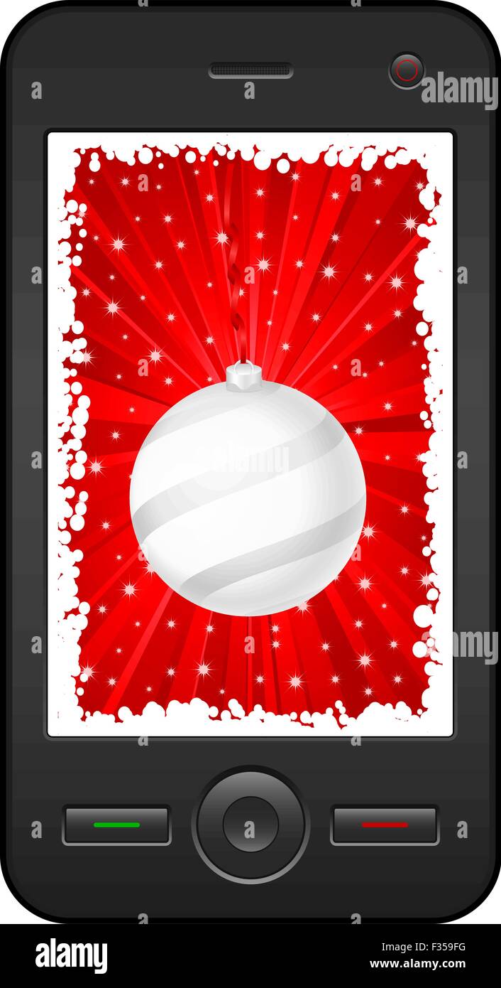 Mobile phone with christmas background. Vector illustration Stock