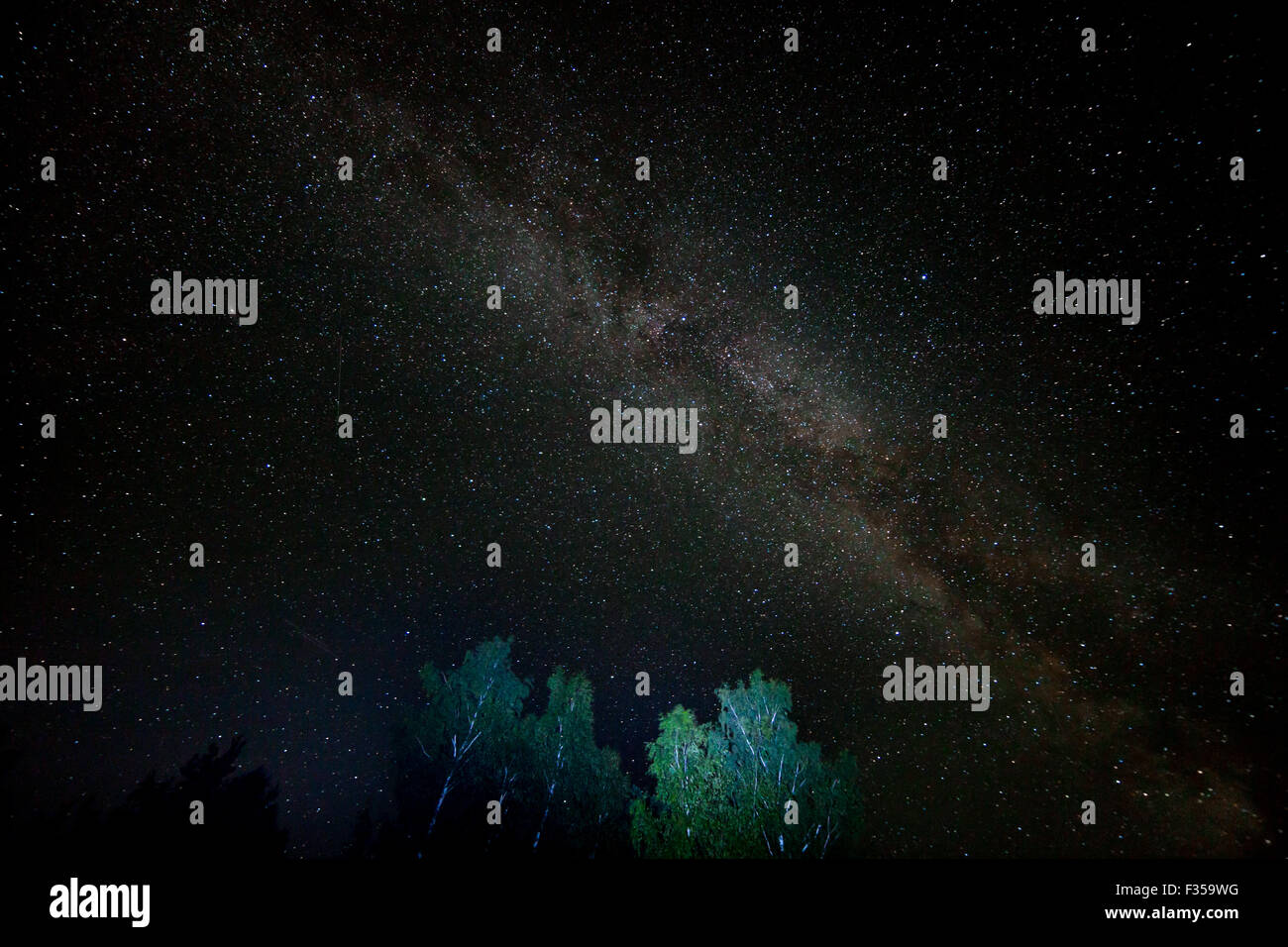 Night starry sky scene with milky way Stock Photo - Alamy