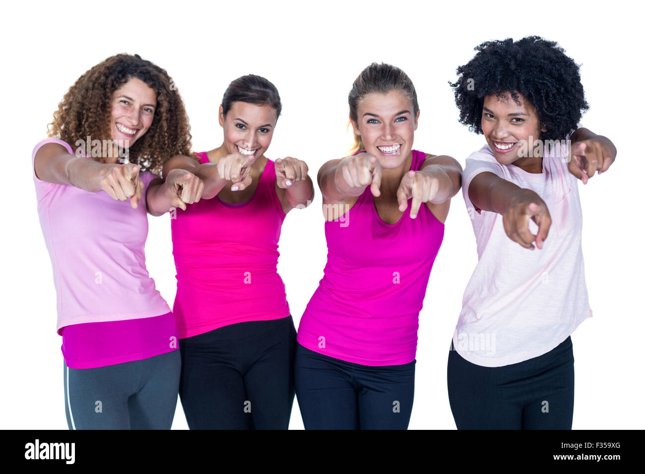 Black women friends pointing hi-res stock photography and images - Alamy