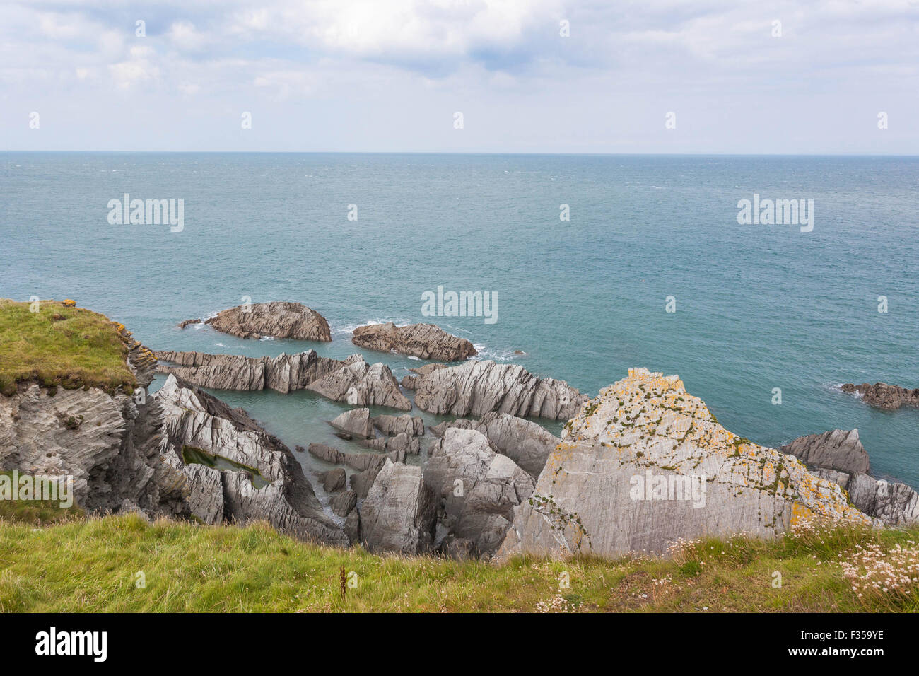 Coastal erosion, Bull Point, Devon, West Country, England, UK Stock Photo