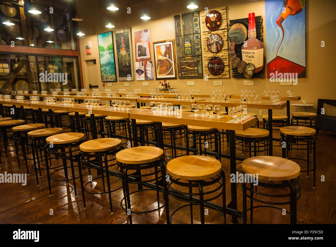 Tasting room at Maker's Mark Bourbon distillery, Kentucky, USA Stock Photo