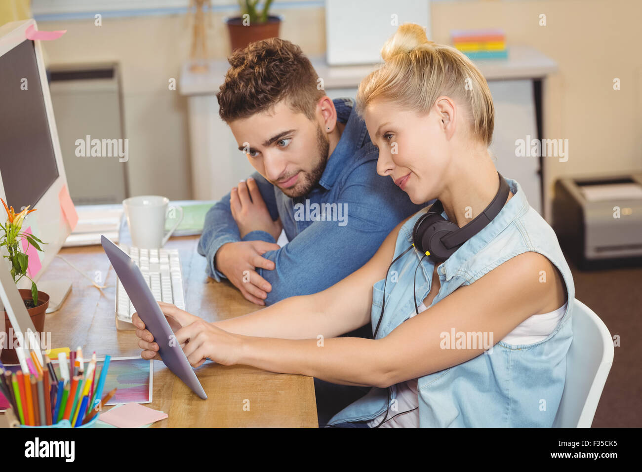 Business people using digital tablet Stock Photo