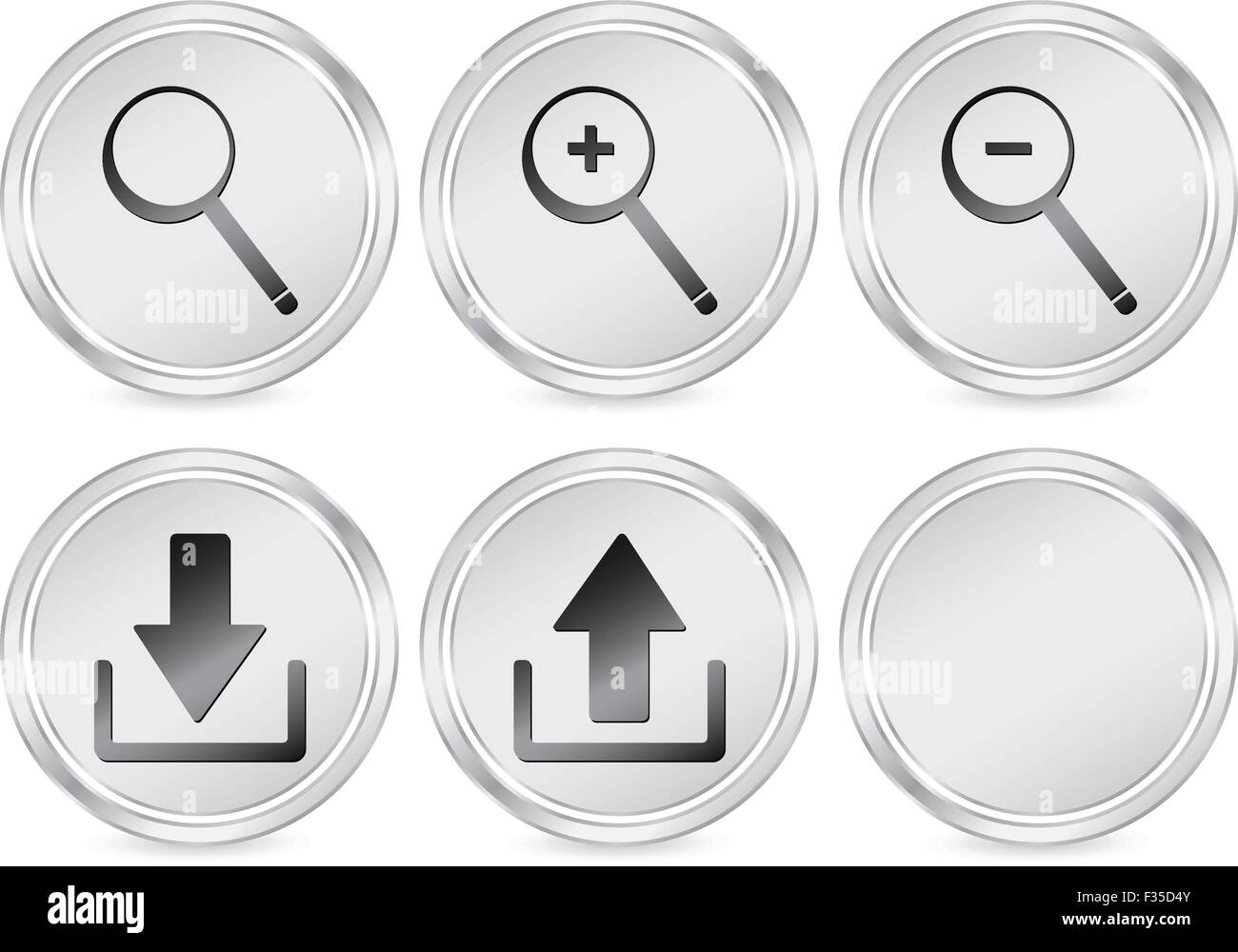 Metal web circle icon set. Vector illustration. Stock Vector