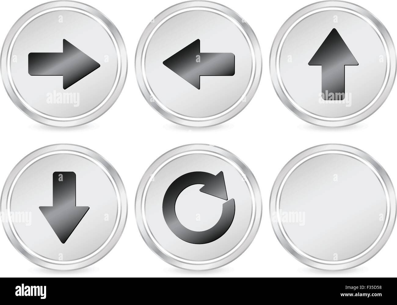 Metal arrow circle icon set. Vector illustration Stock Vector Image
