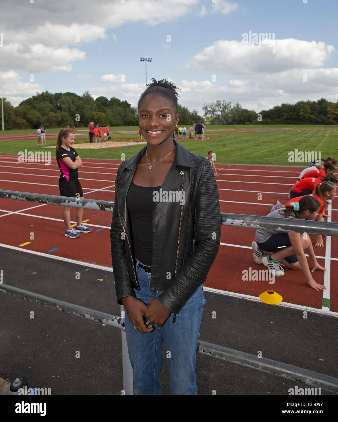Dina Asher-Smith attends Dame Kelly Holmes Trust Olympics Day at Norman park in Bromley Stock Photo