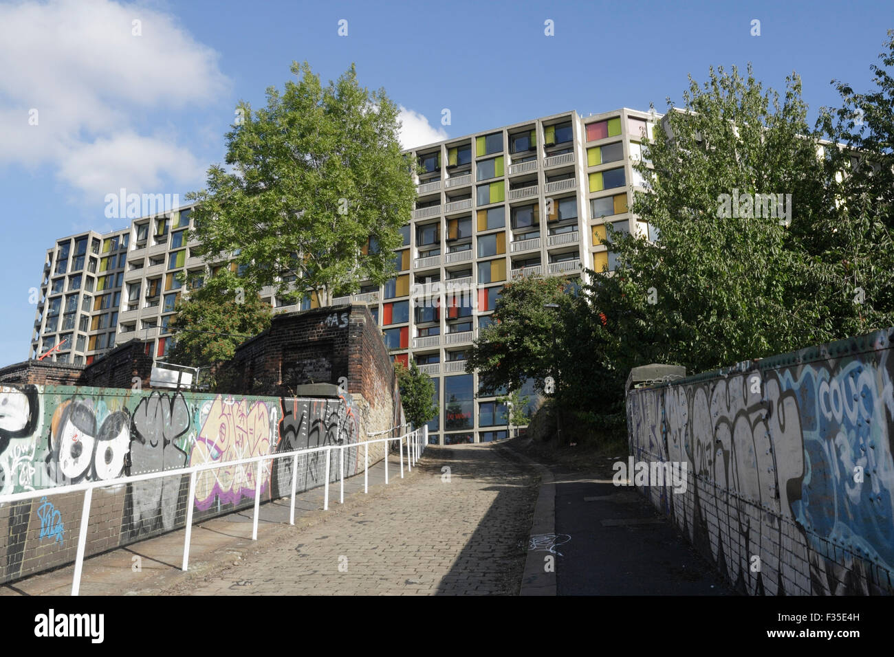 Refurbished Park Hill Flats Sheffield Social Housing estate, England UK. Listed building landmark Stock Photo