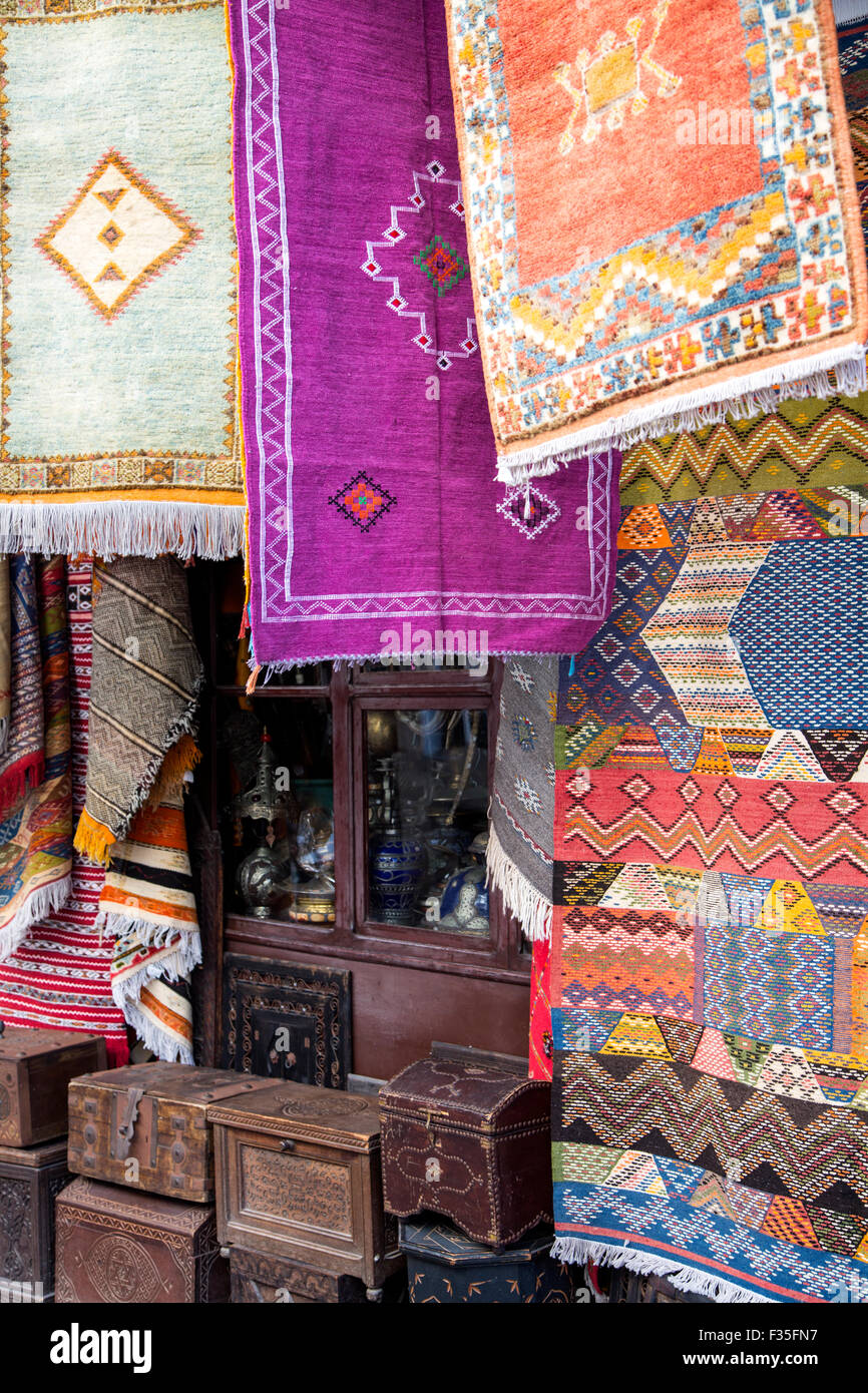 Carpets at market in Rabat, Morocco Stock Photo
