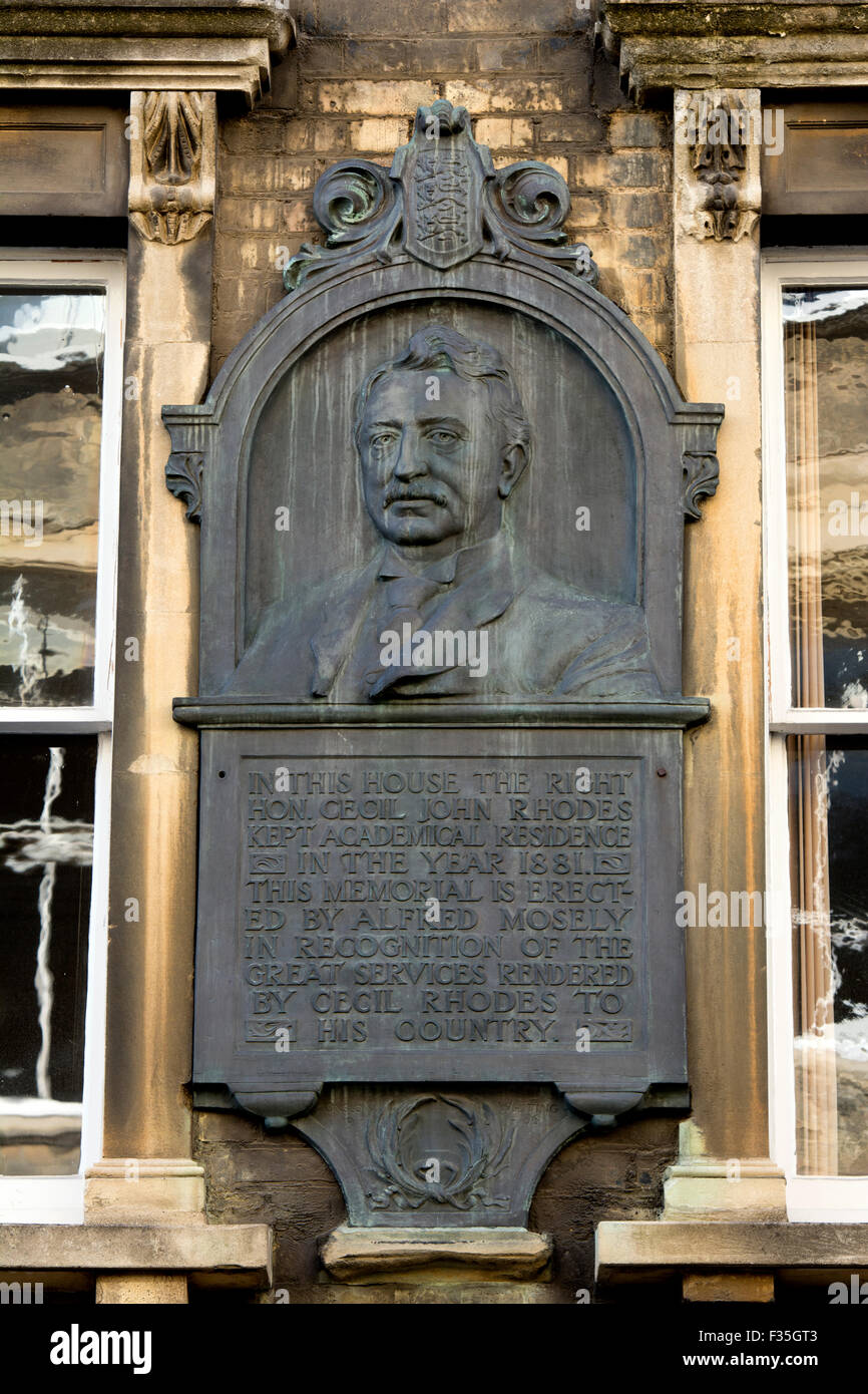 Cecil Rhodes plaque, King Edward Street, Oxford, UK Stock Photo Alamy