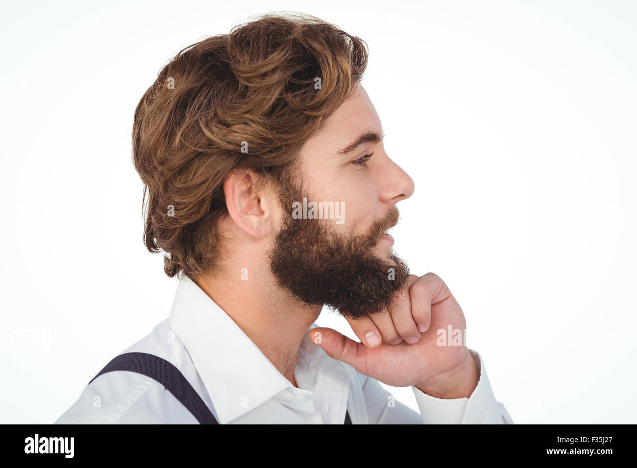 Profile view of hipster smiling Stock Photo