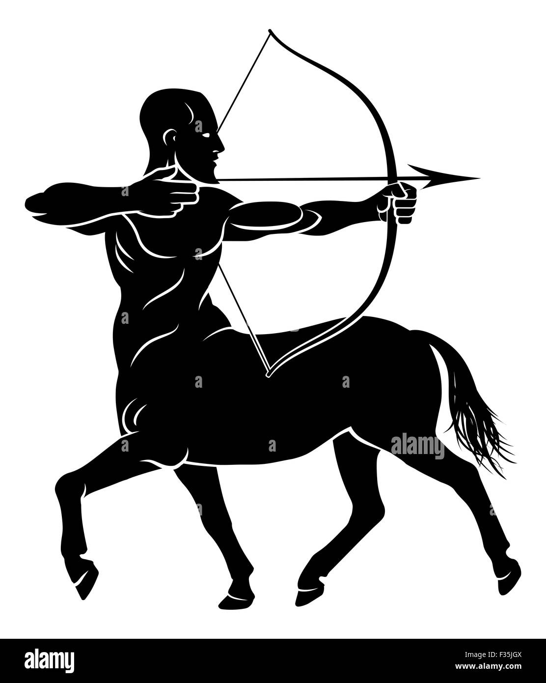 Archer centaur half horse half man character holding a bow and arrows Stock Photo