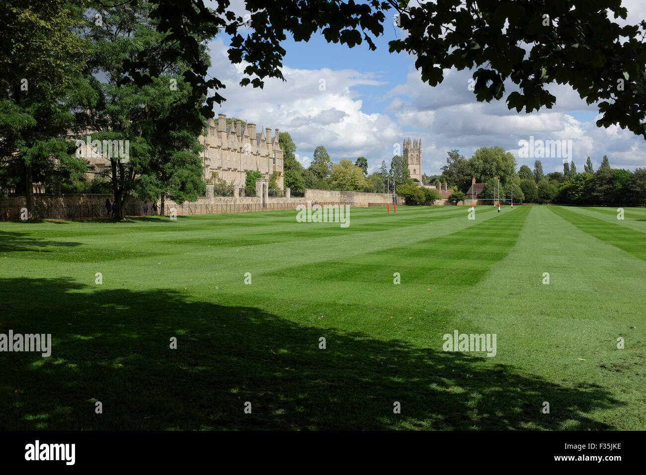 The Magdalen Tower and Merton College from Merton Field, Oxford University, Oxford, England. Stock Photo