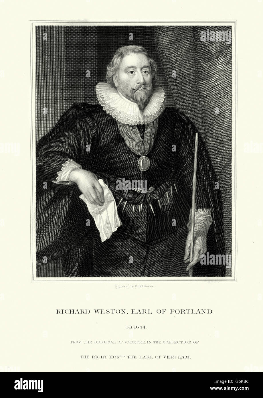 Portrait of Richard Weston, 1st Earl of Portland, Chancellor of the Exchequer and later Lord Treasurer of England under James I Stock Photo