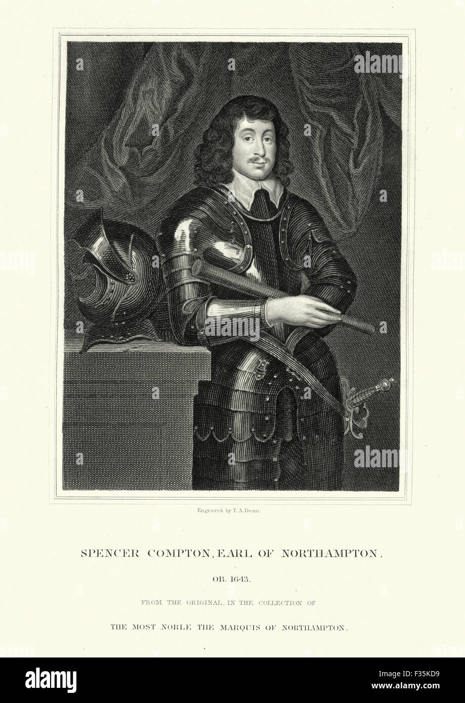 Portrait of Spencer Compton, 2nd Earl of Northampton, an English soldier and politician. He fought in the Royalist army and was Stock Photo