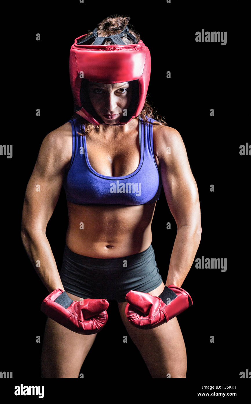 Portrait female boxer flexing muscles hi-res stock photography and images -  Alamy