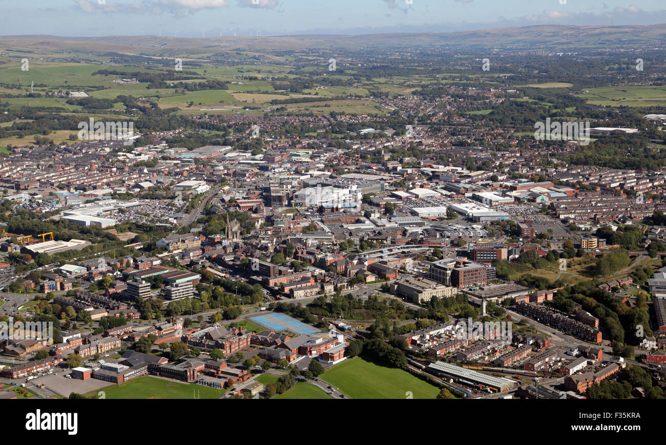 aerial view of the Lancashire town of Bury, UK Stock Photo - Alamy