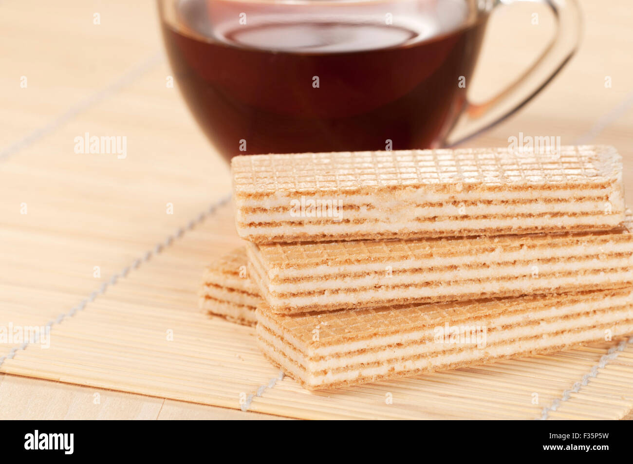 Sandwiched wafers with cream filling Stock Photo Alamy
