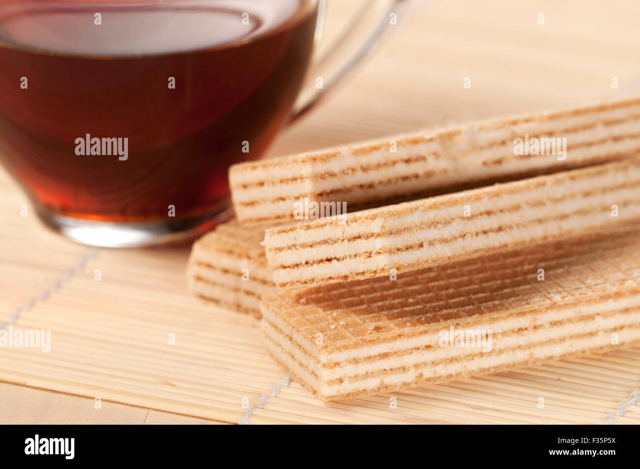 Sandwiched wafers with cream filling Stock Photo Alamy