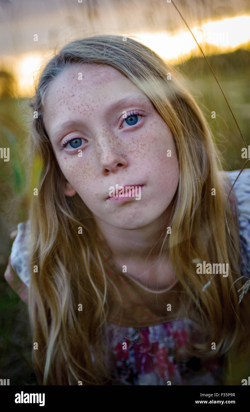Eight year old girl smiling hi-res stock photography and images - Alamy