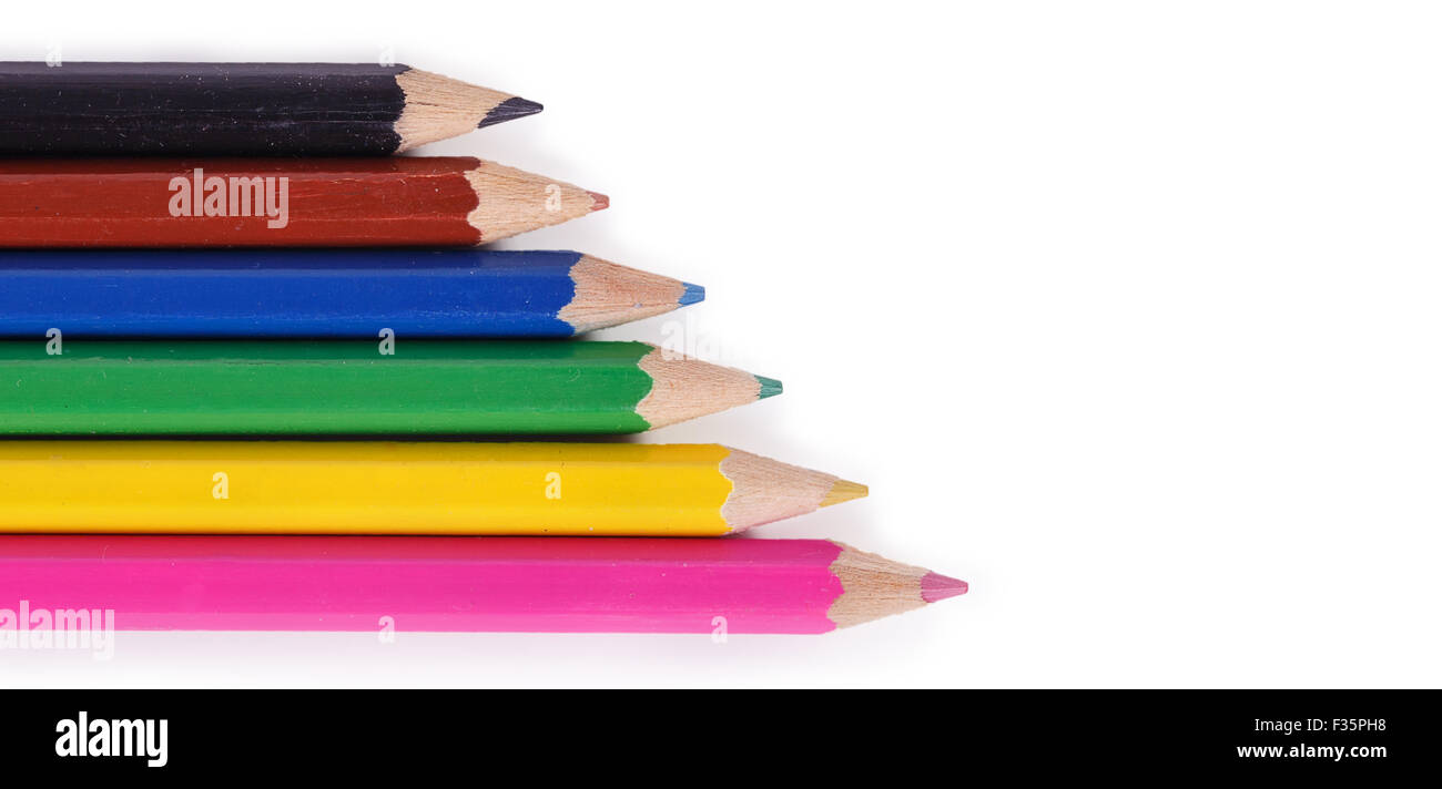 Colored pencils isolated on a white background Stock Photo - Alamy