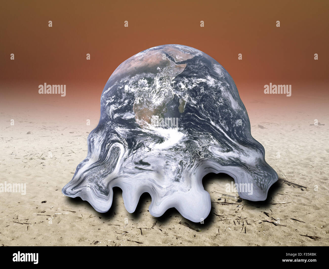 Global Warming Melting the Earth(Elements of this image furnished by NASA) Stock Photo