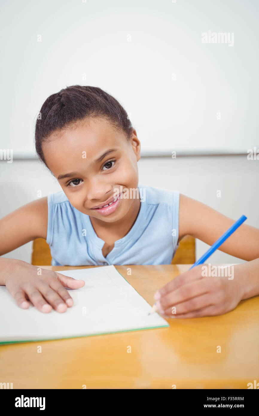 Pupils Notebook Pupil writing into a notebook Stock Photo - Alamy