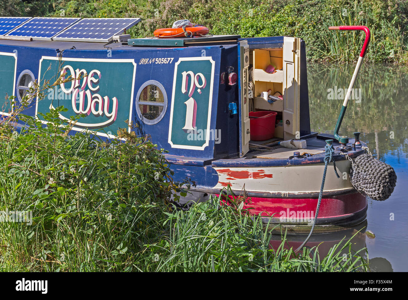Boat On The Kennet and Avon Canal Berkshire UK Stock Photo