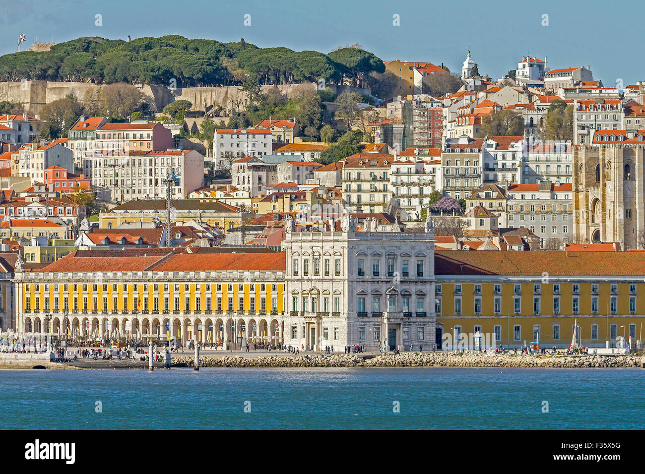 Restaurants In "Black Horse Square" Lisbon Portugal Stock Photo