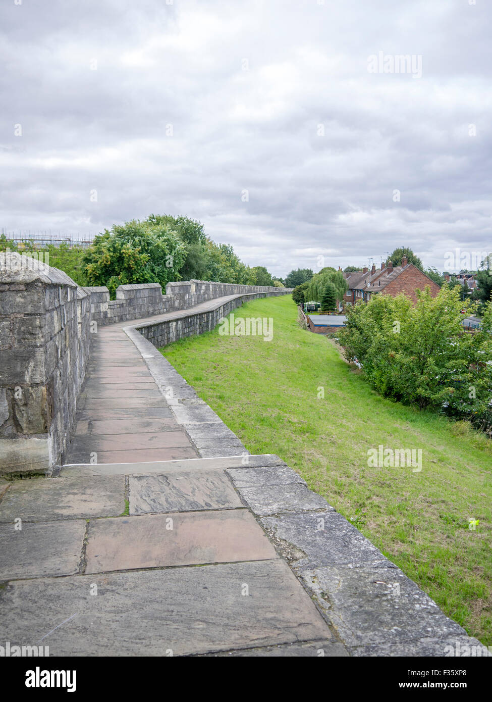York city walls with houses in the distance. Stock Photo
