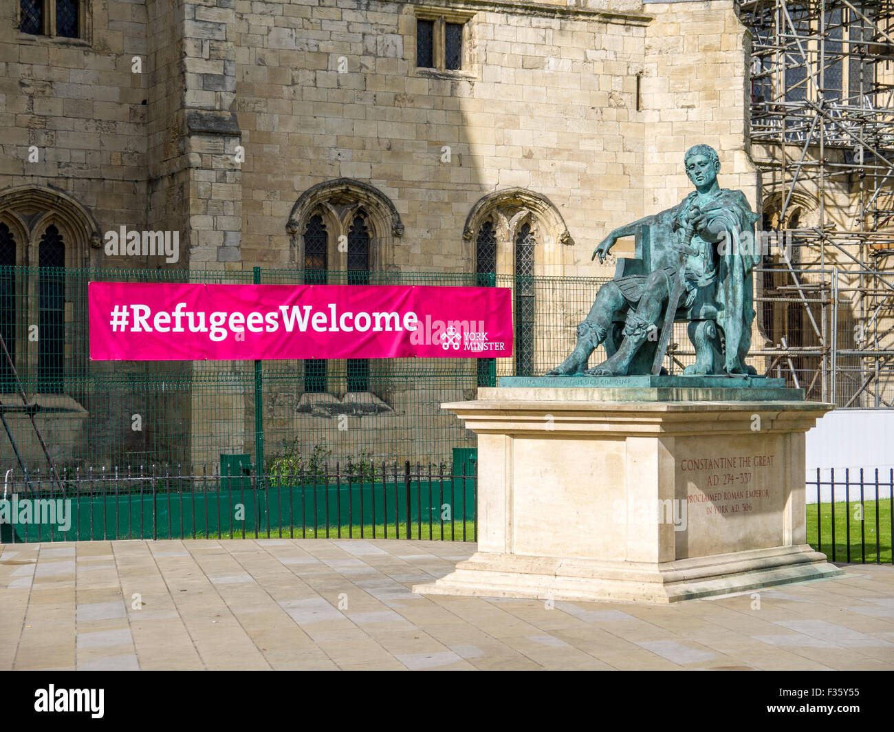 Refugees are welcome at York Minster cathedral in York Stock Photo