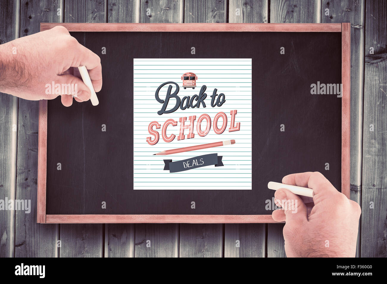 Composite image of business man writing with chalk Stock Photo - Alamy