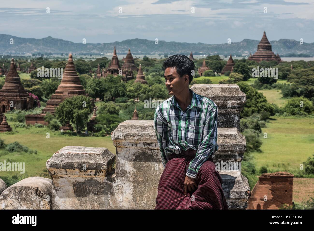 A local tourist at Bagan, Myanmar. Stock Photo
