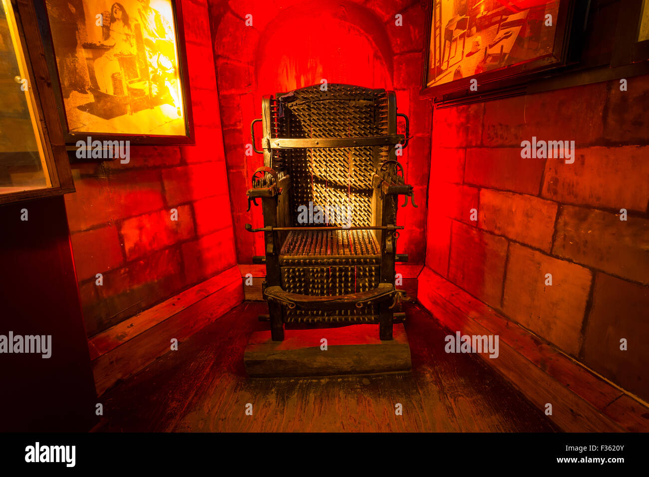 The Inquisition Chair exhibited in the Torture Museum in Amsterdam, The Netherlands, Europe
