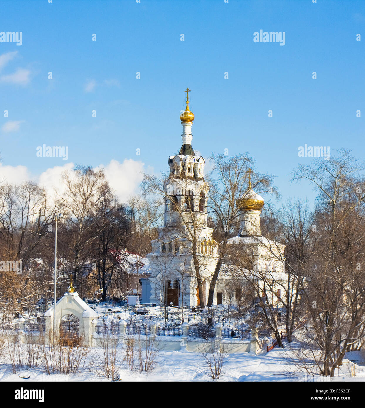 Moscow, church of St. Illya in region Cherkizovo in winter, 17 century. Stock Photo