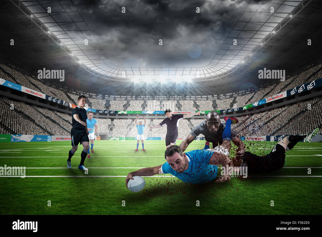 Composite image of rugby player doing a drop kick Stock Photo Alamy