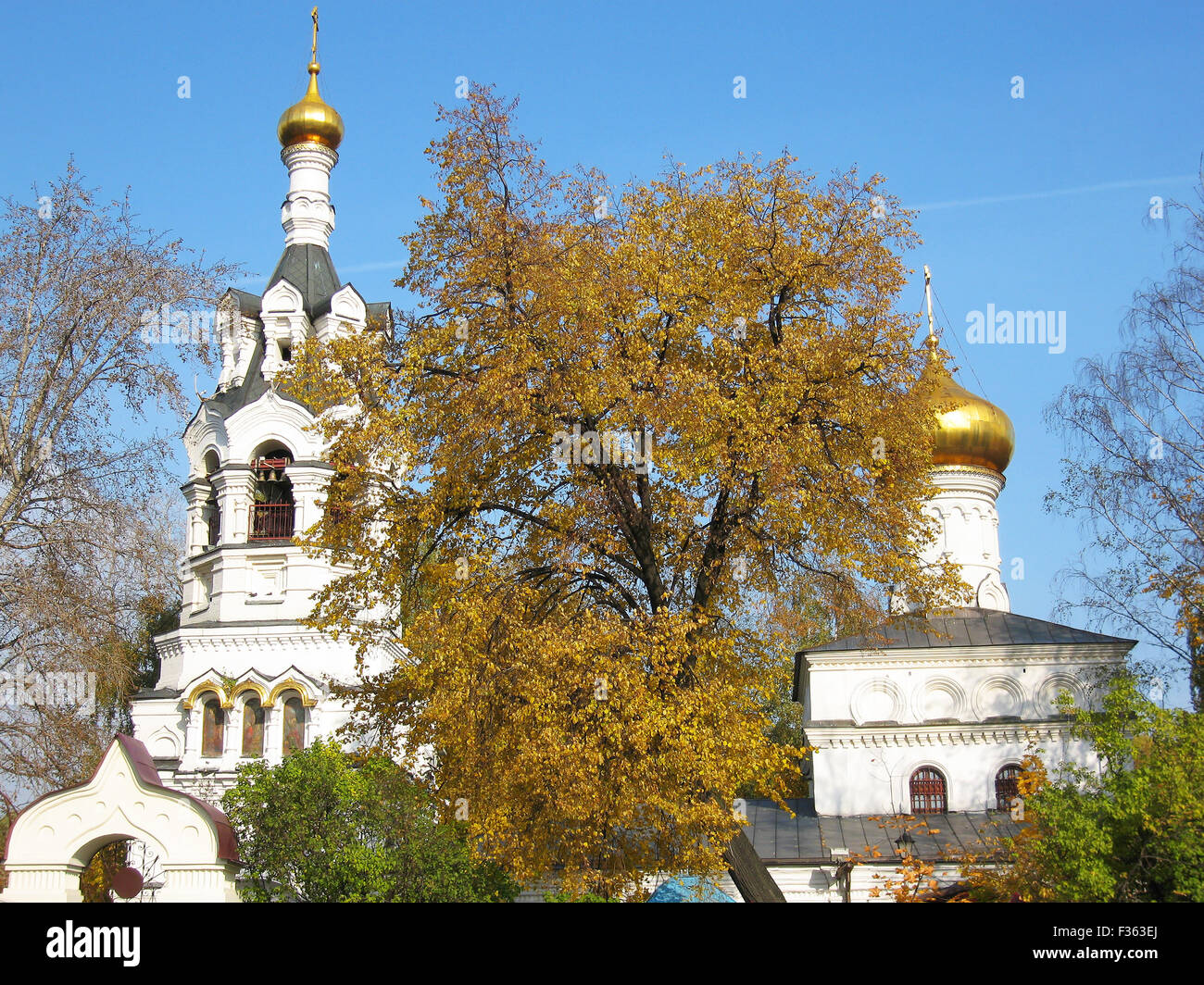 Moscow, church of St. Illya in region Cherkizovo in autumn. Stock Photo