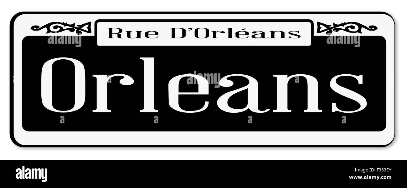 New Orleans street sign of Rue D'Orleans over a white background Stock