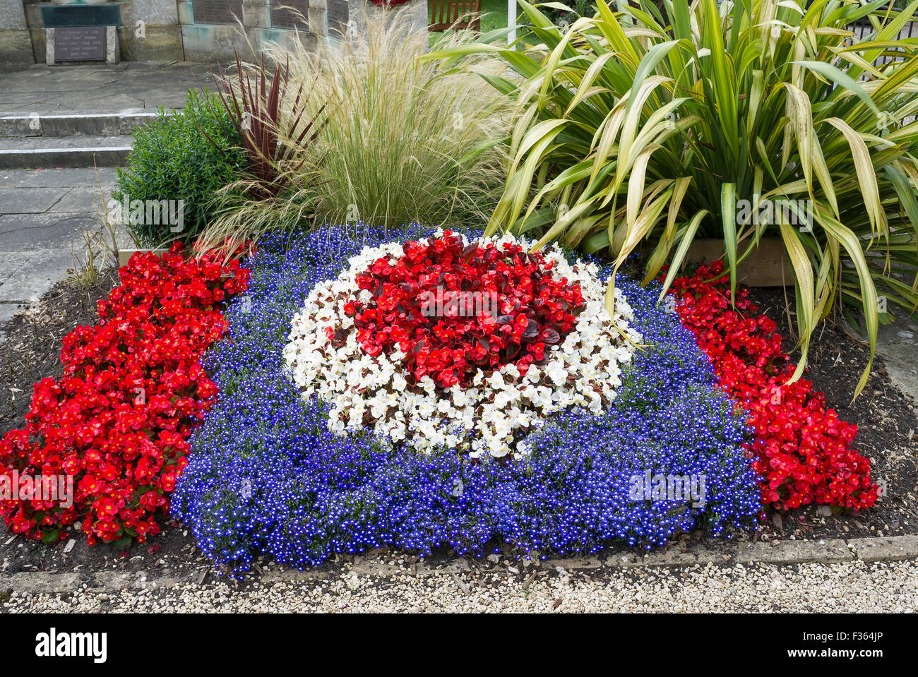 Colourful flower bed in Devizes UK Stock Photo