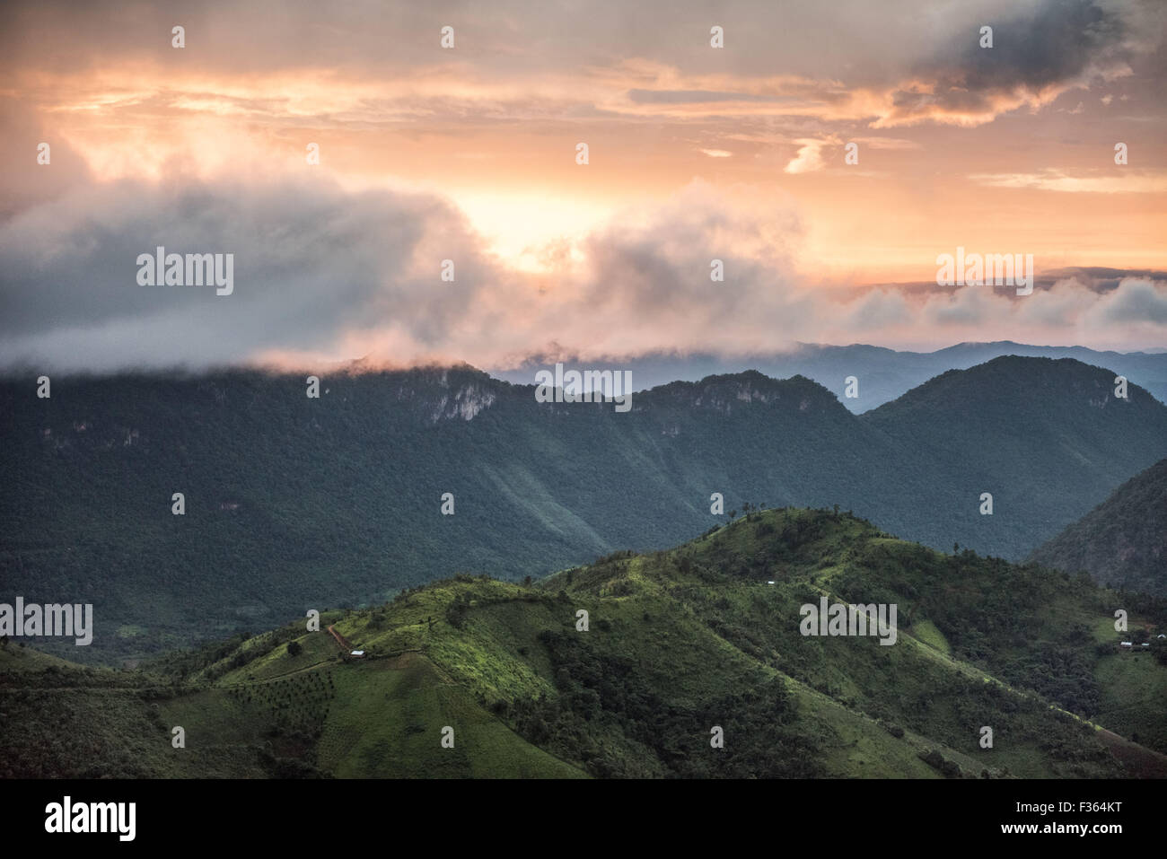 Sunrise over hills mountains hi-res stock photography and images - Alamy