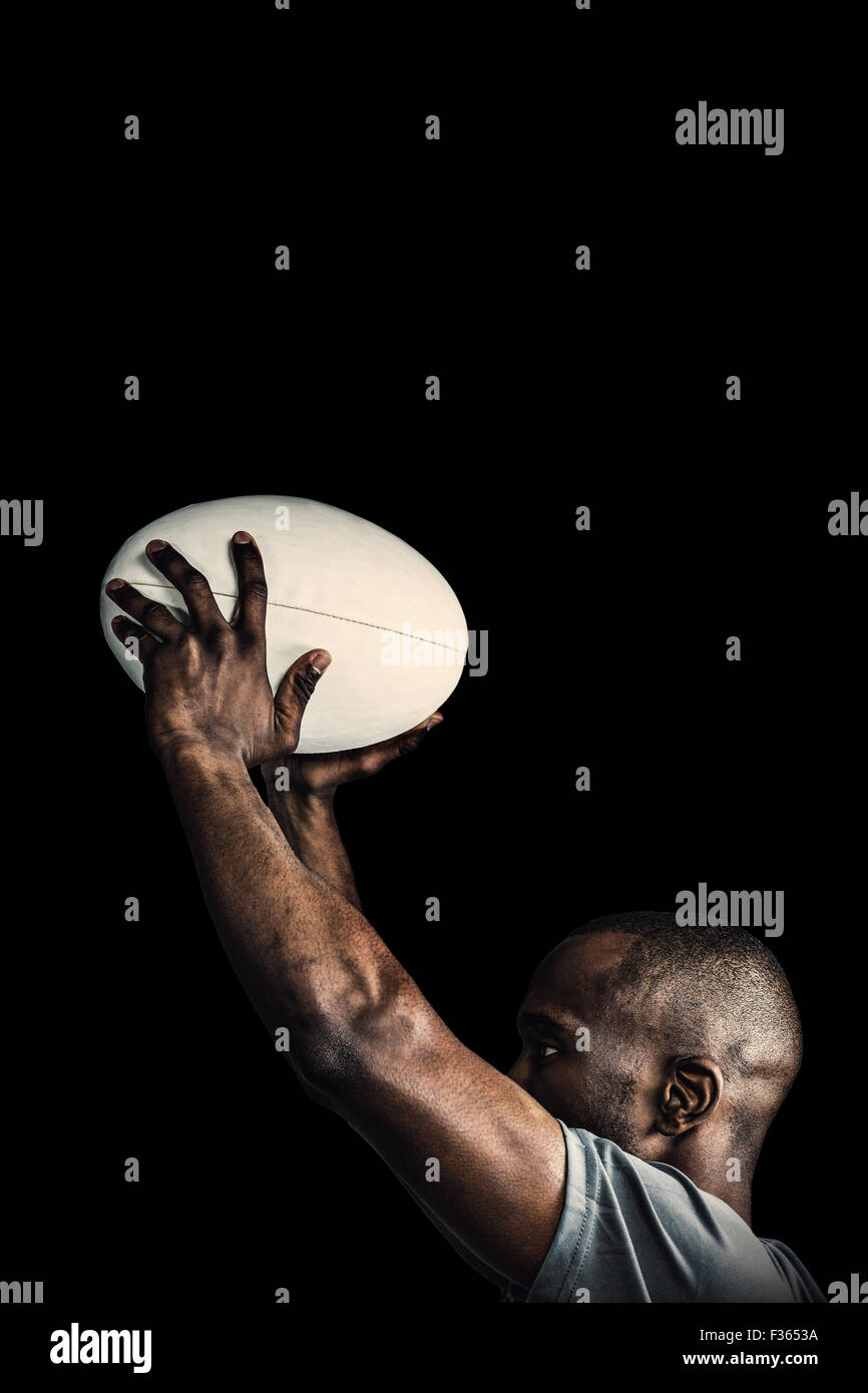 Composite image of athlete throwing rugby ball Stock Photo Alamy